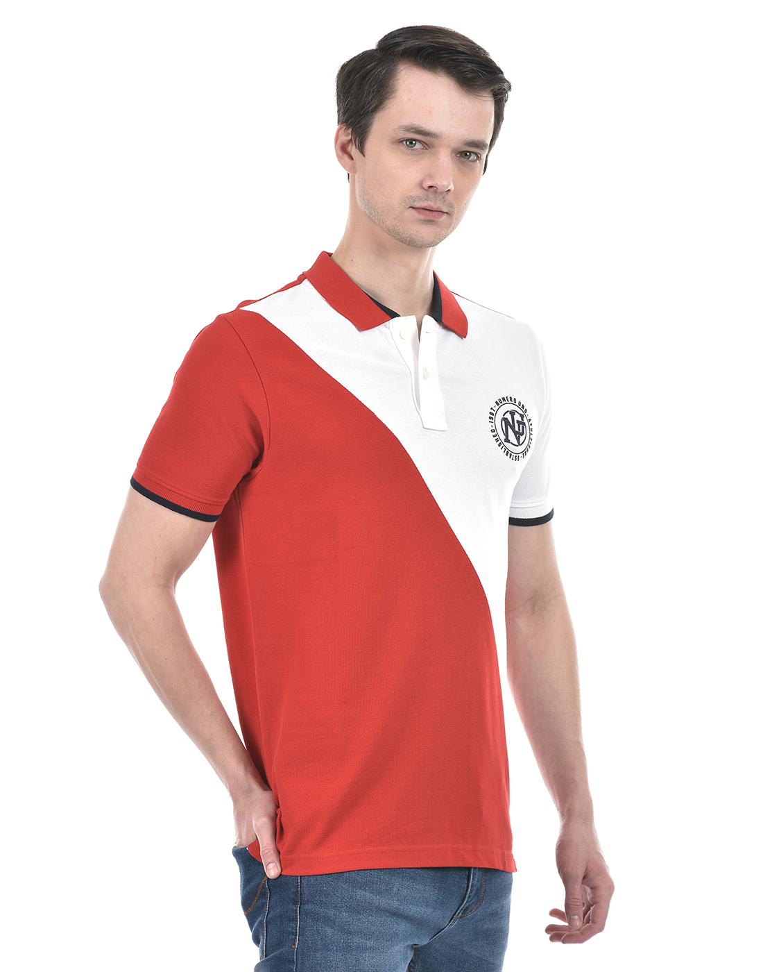 Numero Uno Men Color Block Red T-Shirt